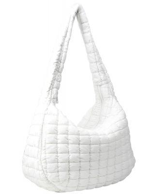 Puffy Quilted Nylon Large Shoulder bag Hobo NQ129 BEIGE